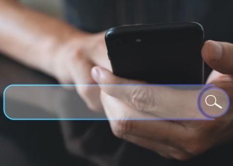 Man doing SEO internet search on phone