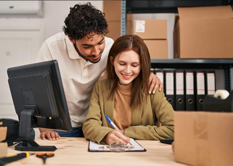 Couple applying for website financing