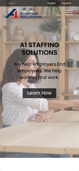 A1 Staffing Solutions mobile website — view 6