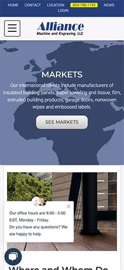 Alliance Machine & Engraving mobile website — view 5