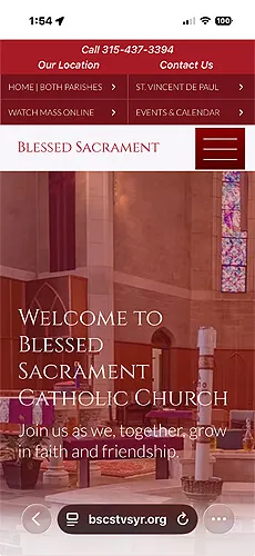 Blessed Sacrament & St. Vincent de Paul mobile website — view 5