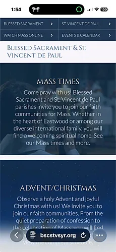 Blessed Sacrament & St. Vincent de Paul mobile website — view 6