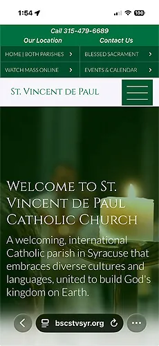 Blessed Sacrament & St. Vincent de Paul mobile website — view 7