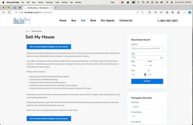 Sell my house page desktop