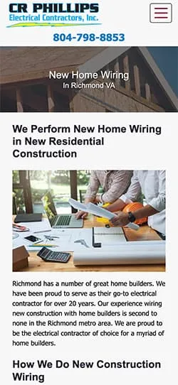 C.R. Phillips Electrical mobile website — view 7