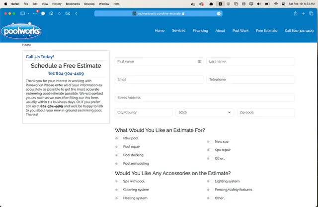 Estimate request desktop