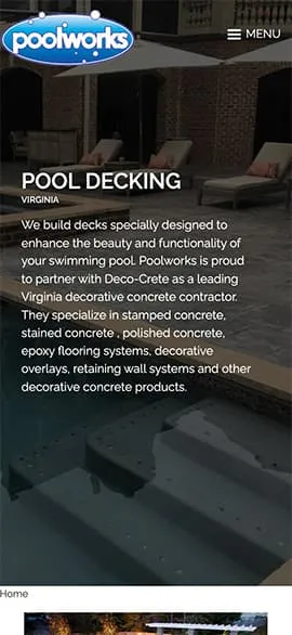 Poolworks mobile website — view 5