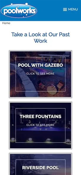 Poolworks mobile website — view 7
