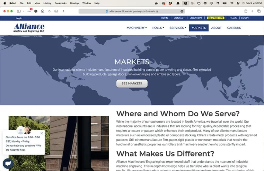 Markets page desktop