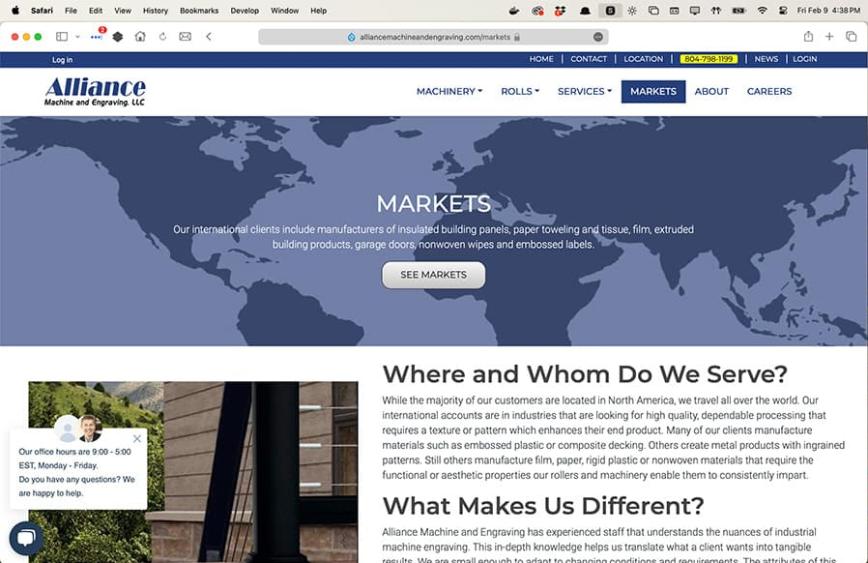 Markets page desktop