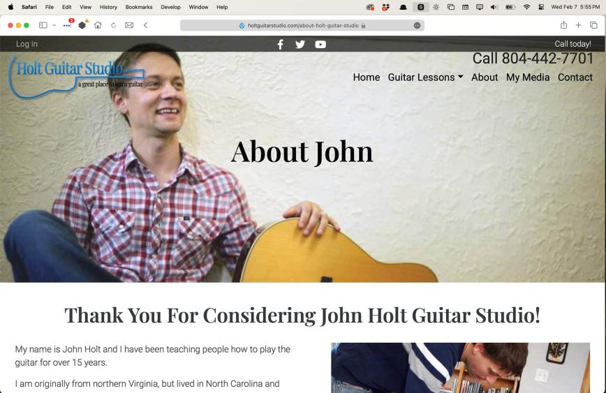 Guitar teacher John Holt desktop