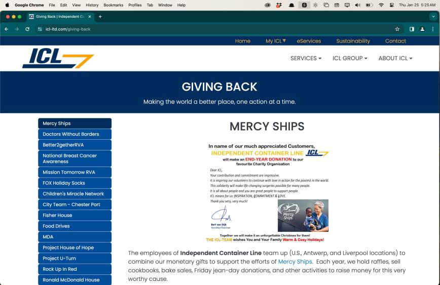 ICL giving page on computer