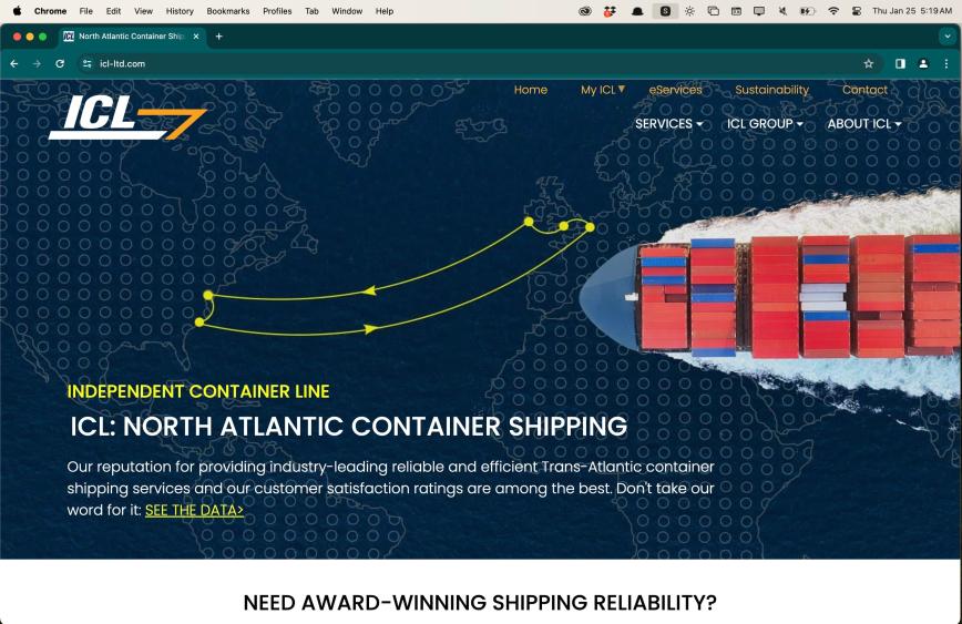 ICL homepage on computer