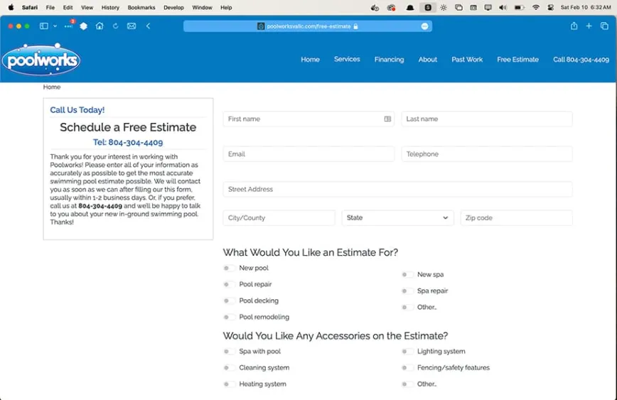 Estimate request desktop