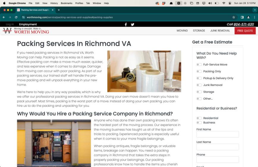 Packing Services desktop